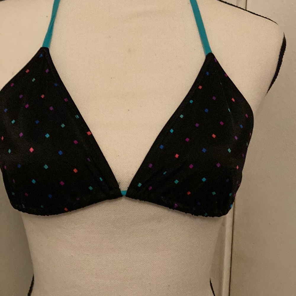 Colorful Polka Dot Bikini Top and matching bottoms.